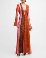 Image 5 of 6: Alexis Vibe Wavy Knit Flared-Sleeve Maxi Dress