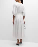 Image 3 of 6: Alexis Oasis Tie-Belt Elbow-Sleeve Cotton Midi Dress