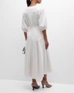 Image 4 of 6: Alexis Oasis Tie-Belt Elbow-Sleeve Cotton Midi Dress