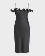 Image 1 of 6: Coperni Zip Ruffle Off-The-Shoulder Satin Midi Slip Dress