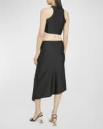 Image 3 of 6: Coperni Flower-Applique Slit Asymmetric Midi Skirt