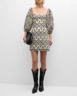 Image 2 of 6: Cara Cara Montauk Two-Tone Floral Eyelet Cotton Mini Dress