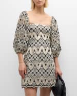 Image 5 of 6: Cara Cara Montauk Two-Tone Floral Eyelet Cotton Mini Dress