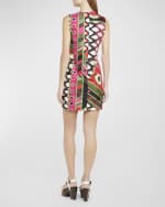 Image 3 of 6: Emilio Pucci Abstract-Print Silk Sleeveless Mini Shift Dress
