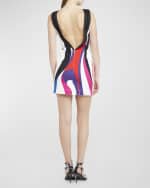 Image 3 of 6: Emilio Pucci Swirl-Print Sleeveless Backless Mini Dress