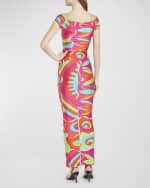 Image 3 of 6: Emilio Pucci Abstract-Print Off-The-Shoulder Cap-Sleeve Top
