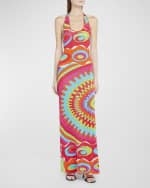 Image 2 of 6: Emilio Pucci Halter Abstract-Print Backless Maxi Dress