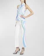 Image 2 of 6: Emilio Pucci Swirl-Print Sleeveless Button-Front Shirt