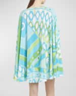 Image 4 of 6: Emilio Pucci Abstract-Print Short-Sleeve Mini Kaftan Dress