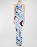 Image 2 of 6: Emilio Pucci Abstract-Print Backless Halter Maxi Dress