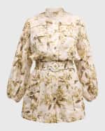 Image 1 of 6: Zimmermann Golden Floral Paneled Playsuit