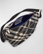 Image 5 of 6: Burberry Men's Large Shield Check Messenger Bag