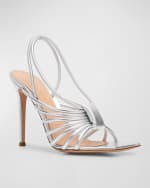 Image 5 of 6: Gianvito Rossi Metallic Strappy Caged Slingback Sandals