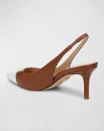 Image 2 of 4: Veronica Beard Liliana Bicolor Cap-Toe Slingback Pumps