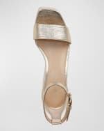Image 4 of 4: Veronica Beard Gianna Metallic Ankle-Strap Platform Espadrilles