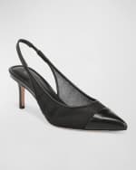 Image 3 of 4: Veronica Beard Liliana Mesh Cap-Toe Slingback Pumps