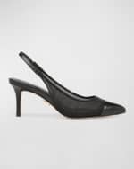 Image 1 of 4: Veronica Beard Liliana Mesh Cap-Toe Slingback Pumps