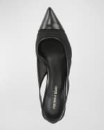 Image 4 of 4: Veronica Beard Liliana Mesh Cap-Toe Slingback Pumps