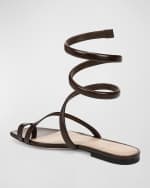 Image 2 of 4: Veronica Beard Allura Leather Spiral-Wrap Flat Sandals