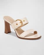 Image 3 of 4: Veronica Beard Margaux Leather Buckle Slide Sandals