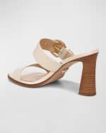 Image 2 of 4: Veronica Beard Margaux Leather Buckle Slide Sandals