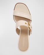 Image 4 of 4: Veronica Beard Margaux Leather Buckle Slide Sandals