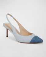 Image 3 of 4: Veronica Beard Liliana Bicolor Cap-Toe Slingback Pumps