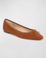 Image 3 of 4: Veronica Beard Catherine Suede Bow Ballerina Flats