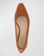 Image 4 of 4: Veronica Beard Catherine Suede Bow Ballerina Flats