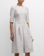 Image 5 of 6: Rickie Freeman for Teri Jon Pleated Metallic Jacquard Midi Dress