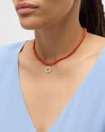 Image 2 of 5: Sydney Evan Turquoise Evil Eye on Coral Beaded Choker