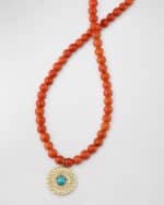 Image 4 of 5: Sydney Evan Turquoise Evil Eye on Coral Beaded Choker