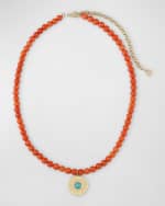 Image 1 of 5: Sydney Evan Turquoise Evil Eye on Coral Beaded Choker