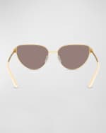 Image 3 of 4: Tory Burch Hammered Metal Cat-Eye Sunglasses
