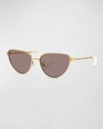 Image 1 of 4: Tory Burch Hammered Metal Cat-Eye Sunglasses