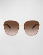 Image 1 of 4: Tory Burch Twisted Gradient Metal Square Sunglasses