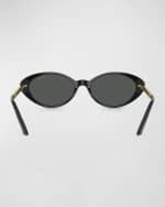 Image 3 of 4: Versace Greca Mixed-Media Oval Sunglasses