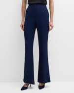 Image 2 of 6: St. John High-Rise Italian Lightweight Textured Crepe Bootcut-Leg Pants