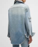 Image 5 of 6: Hellessy Otis Crystal Embellished High-Low Denim Shirt