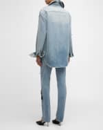 Image 4 of 6: Hellessy Otis Crystal Embellished High-Low Denim Shirt