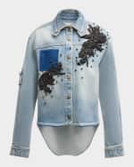 Image 1 of 6: Hellessy Otis Crystal Embellished High-Low Denim Shirt