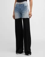 Image 2 of 6: Hellessy Neville Mixed-Media Wide-Leg Jeans