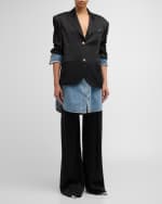 Image 5 of 6: Hellessy Neville Mixed-Media Wide-Leg Jeans