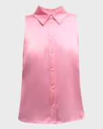 Image 1 of 6: Cinq a Sept Theodora Collared Sleeveless Silk Top