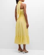 Image 4 of 6: Cinq a Sept Dover Cotton Silk Sleeveless Midi Halter Dress