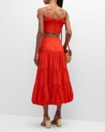 Image 3 of 6: Cinq a Sept Pyper Tiered Bubble-Hem Midi Skirt