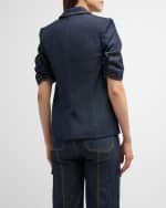 Image 4 of 6: Cinq a Sept Khloe Denim Short-Sleeve Blazer