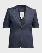 Image 1 of 6: Cinq a Sept Khloe Denim Short-Sleeve Blazer