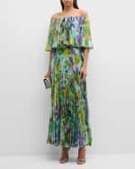 Image 5 of 6: Ungaro Pleated Floral-Print Maxi Skirt