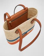 Image 4 of 4: STRATHBERRY Striped Basket Raffia & Leather Tote Bag